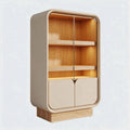 Wooden display cabinet with natural finish and LED lighting 80 x 40 x 150cm