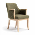 Green upholstered accent chair with wood frame and armrests 80 x 70 x 85cm