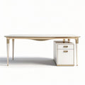 White and gold modern office desk with drawer 150 x 75 x 75cm