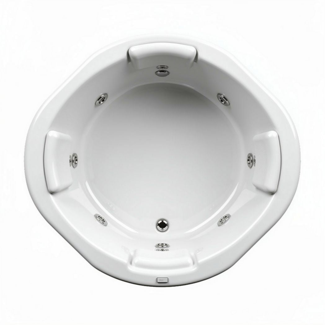 White acrylic octagonal hot tub with six massage jets 150 x 150 x 60cm