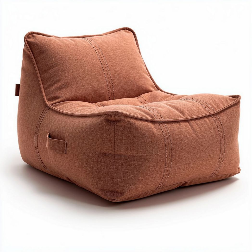Bean bag chair for kids and adults in terracotta fabric measures 80 x 70 x 60cm