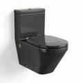Wall-mounted black toilet with dual flush feature and compact design 45 x 36 x 75cm