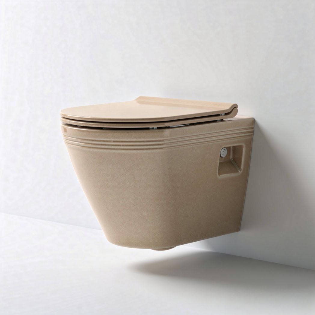 Wall-mounted toilet with dual flush system beige color 45 x 35 x 30cm