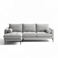 Grey sectional sofa with plush cushions and tapered metal legs 250 x 90 x 85cm